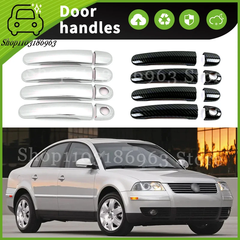 

For Volkswagen PASSAT B5 01-08 Gloss Black Chrome Car Door Handle Cover Trim Styling Accessories Car Stickers Auto Accessories