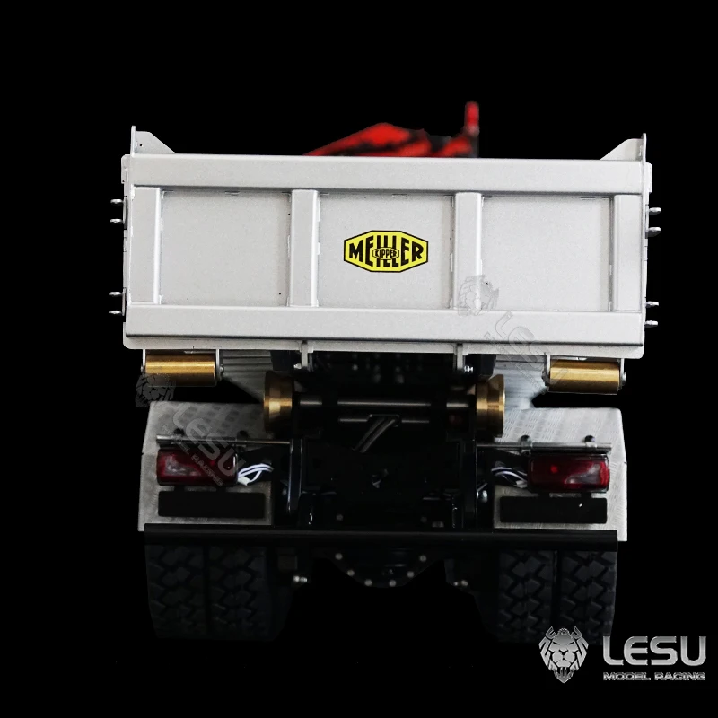 LESU 1/14 Simulation truck remote control model Metal toy hydraulic ro-ro truck crane full unloading paint