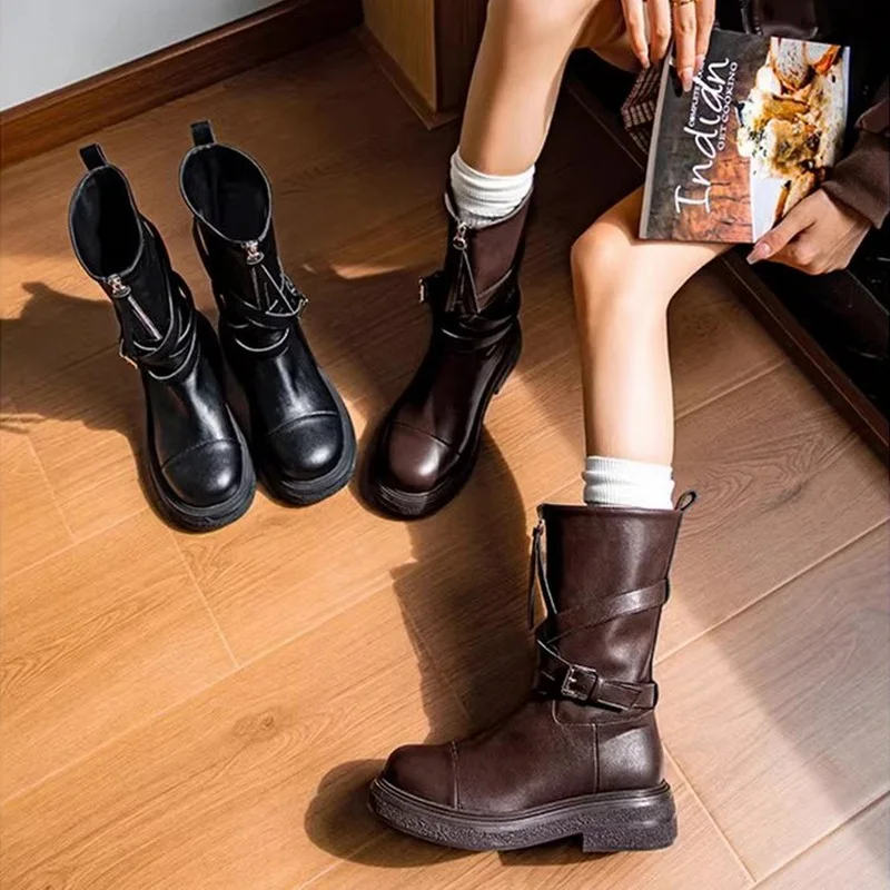 Winter And Autumn Fashion Women & Girls Boots  Female Soft Leather Shoes Anti-Slip Casual Size 35-40