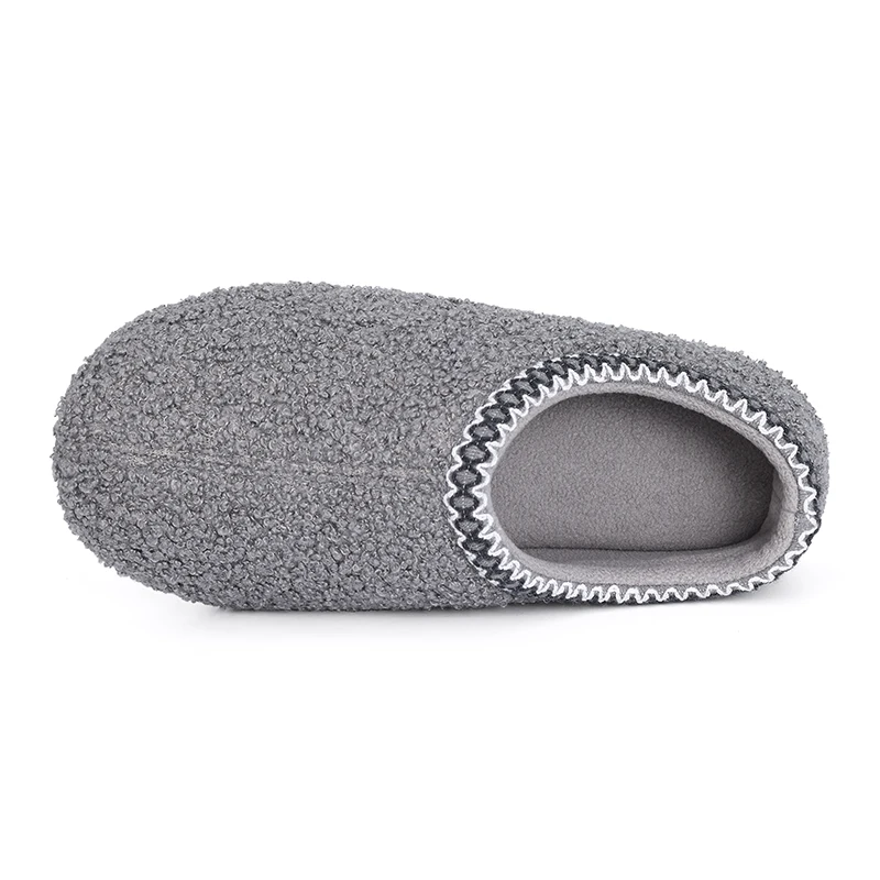 Shevalues Indoor Flat Fuzzy Slippers Women Winter Slippers Curly Fur Memory Foam Loafer Slippers Ladies Home Flat Cotton Shoes