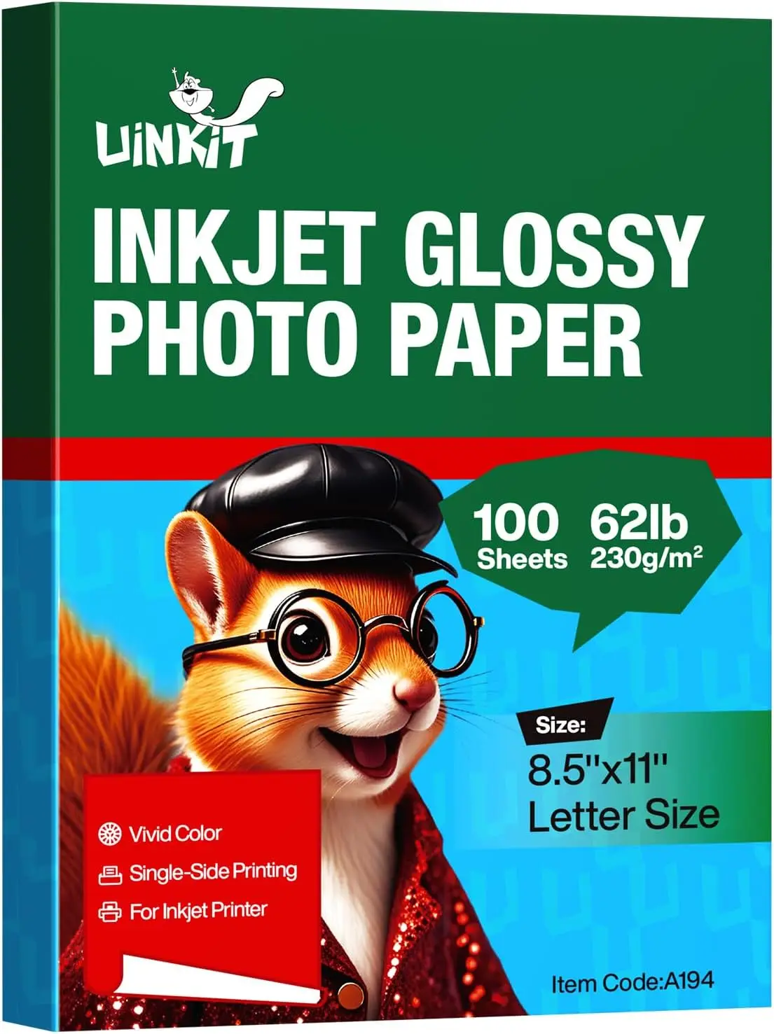 

Глянцевая фотобумага для струйной печати 8.5x11, 230 г/м² (62 фунта), для струйных принтеров, для открыток и брошюр
