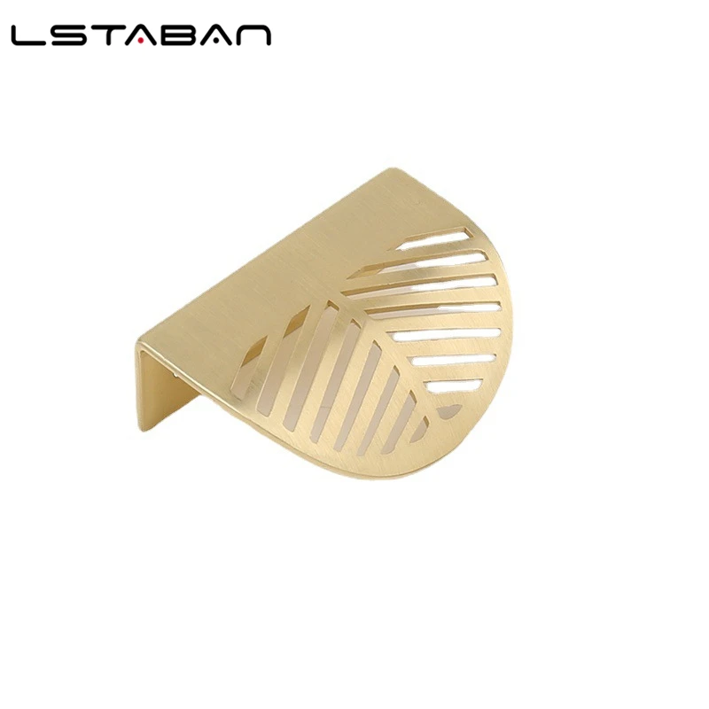 Modern Simple ปกปิด Handle ทองเหลือง Leaf ที่มองไม่เห็นดึงตู้เสื้อผ้าตู้ไวน์ตู้เฟอร์นิเจอร์ลิ้นชัก Golden ฮาร์ดแวร์ Knobs