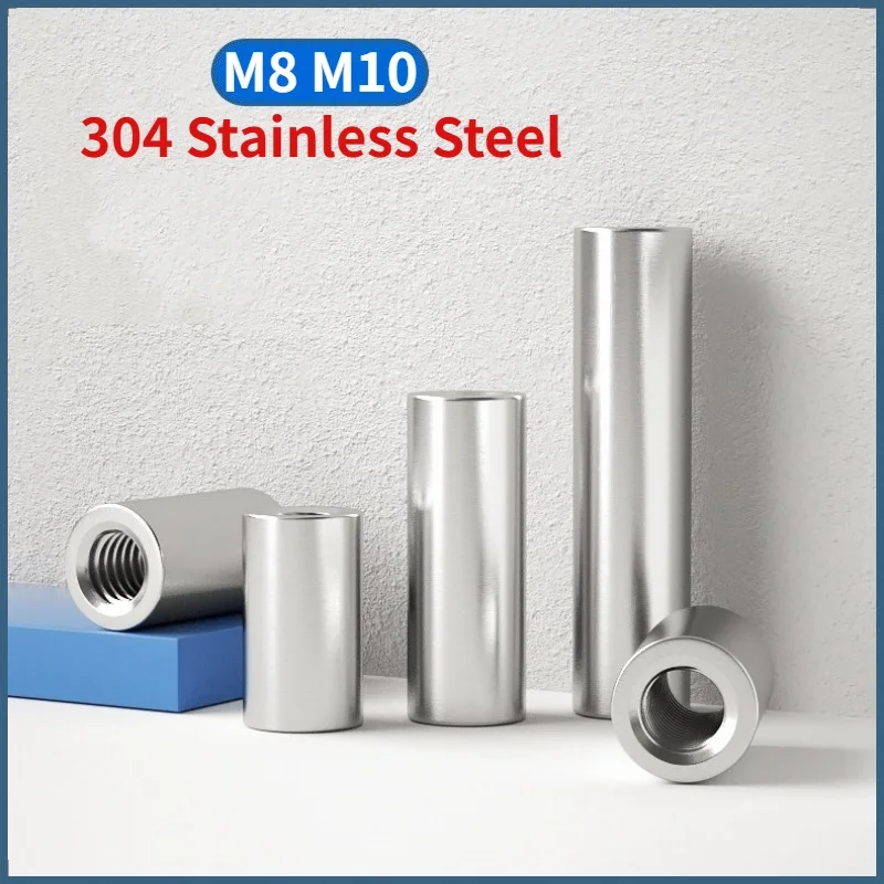 Beicai 10Pcs M8 M10 304 Stainless Steel Double Internal Thread Cylindrical Pin/Two End Perforated Support Column Connecting Rod