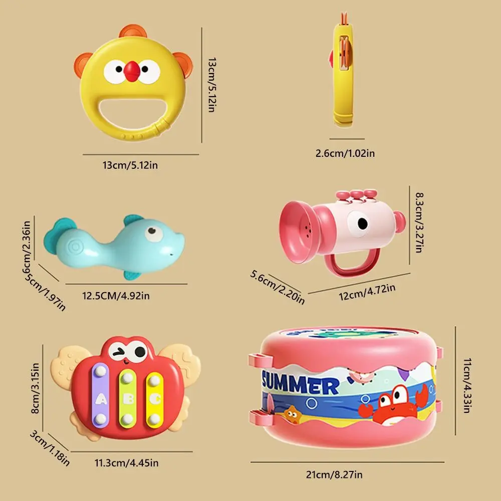 5pcs Early Education Waist Drum Set 0-12 Months 5pcs Set Baby Intelligence Toy Percussion Instrument Parent-child Interaction