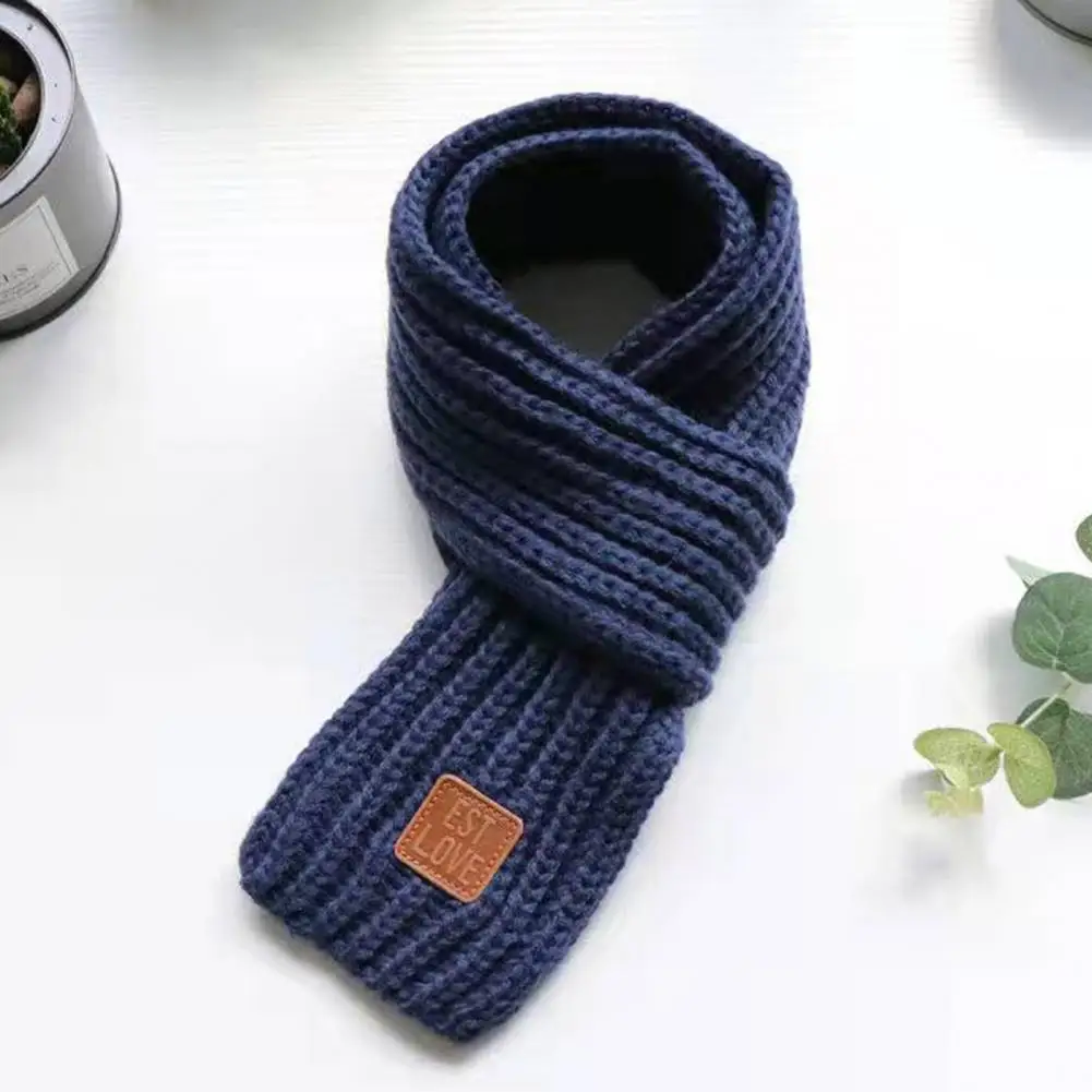 Children Winter Scarf Thick Solid Color Knitted Soft High Elasticity Keep Warm Boys And Girls Lightweight Neck Wrap for Daily