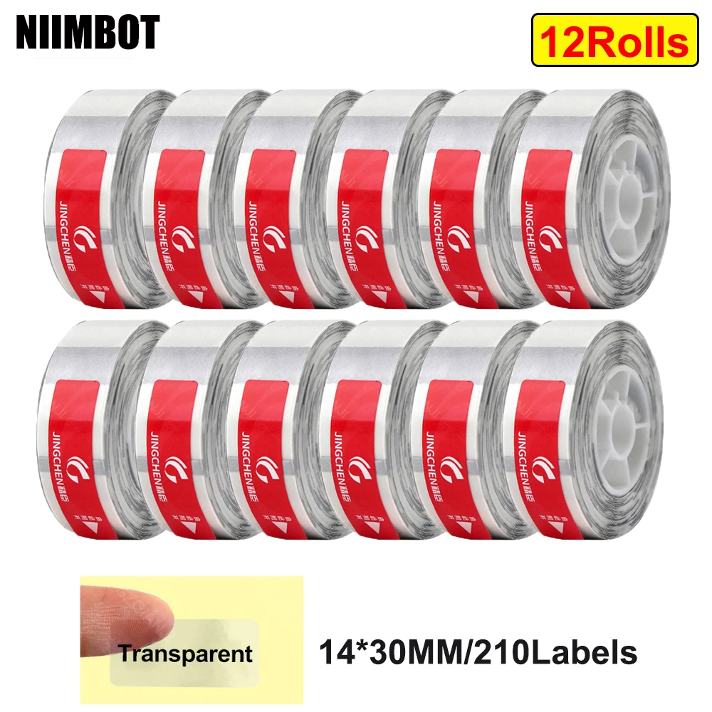 Imagem -05 - Rolos 12 Niimbot D11 D110 D101 D11 Adesivo Térmico Papel de Etiqueta Transparente Rótulos de Classificação de Armazenamento à Prova d Água e à Prova de Óleo