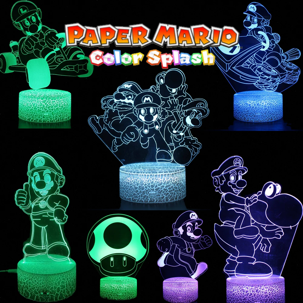 Super Mario Game Cartoon 16 colors Creative 3D Lamp Anime Figure LED Night Lamp Touch Table Lamp Ornaments Kids Toys Gifts