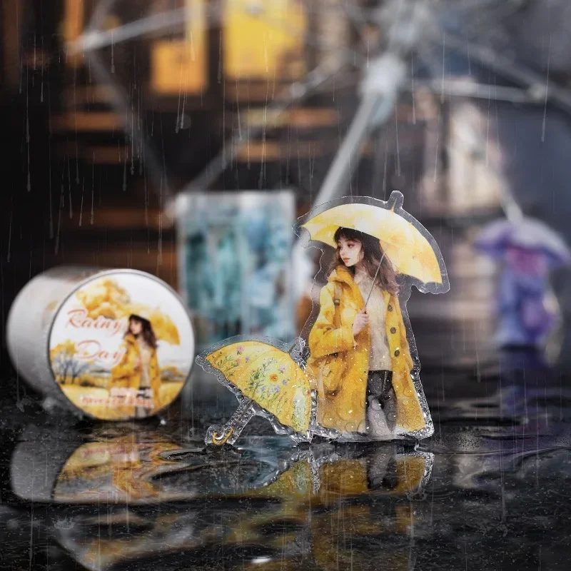1Roll Tapes Rainy Day Weather Figures Aquascape Tape Urban Rainy Day Spring Playing Rainy Supplies Adhesives Scrapbook 60mm*2m