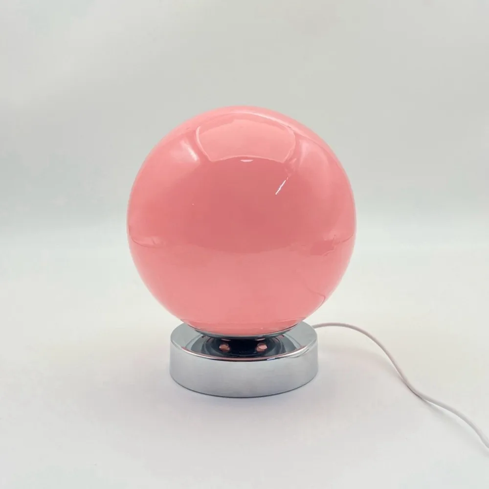 USB Powered Glass Ball Table Lamp with 3 Color Light Vintage Spherical Night Light Classic Modern Colorful Ambient Lamp