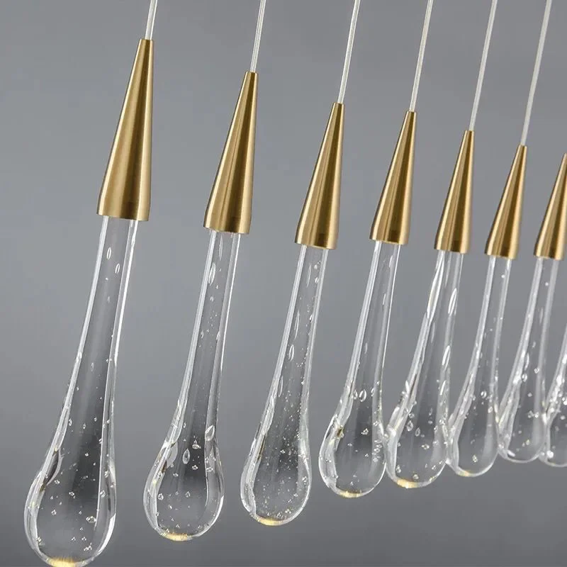 Gold Water Drop Crystal Pendant Light Creative European-Style Luxury LED Bulbs DIY Suspend Lamp Modern Indoor Lighting Bar Lamp