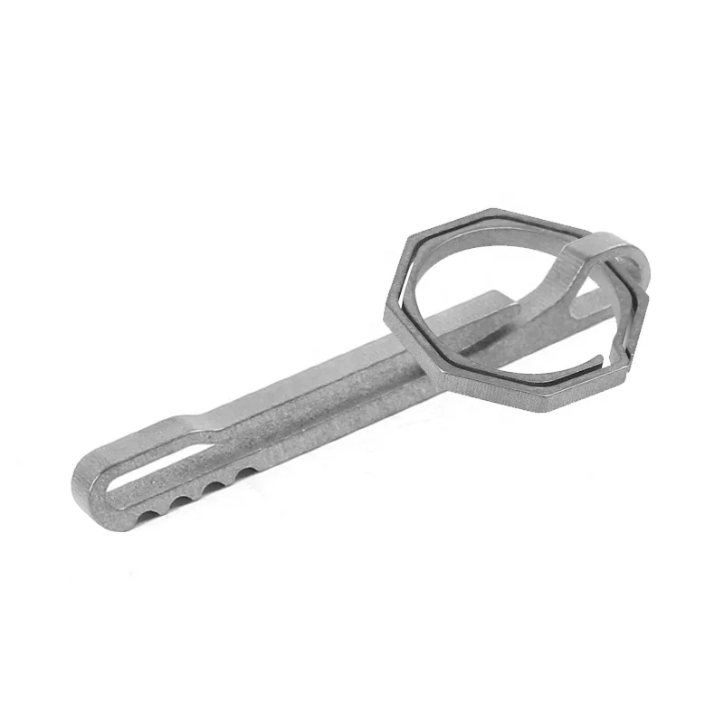 

Titanium Carabiner Belt Clip with Slim Keychain Octagonal Ring for Camping & Hiking