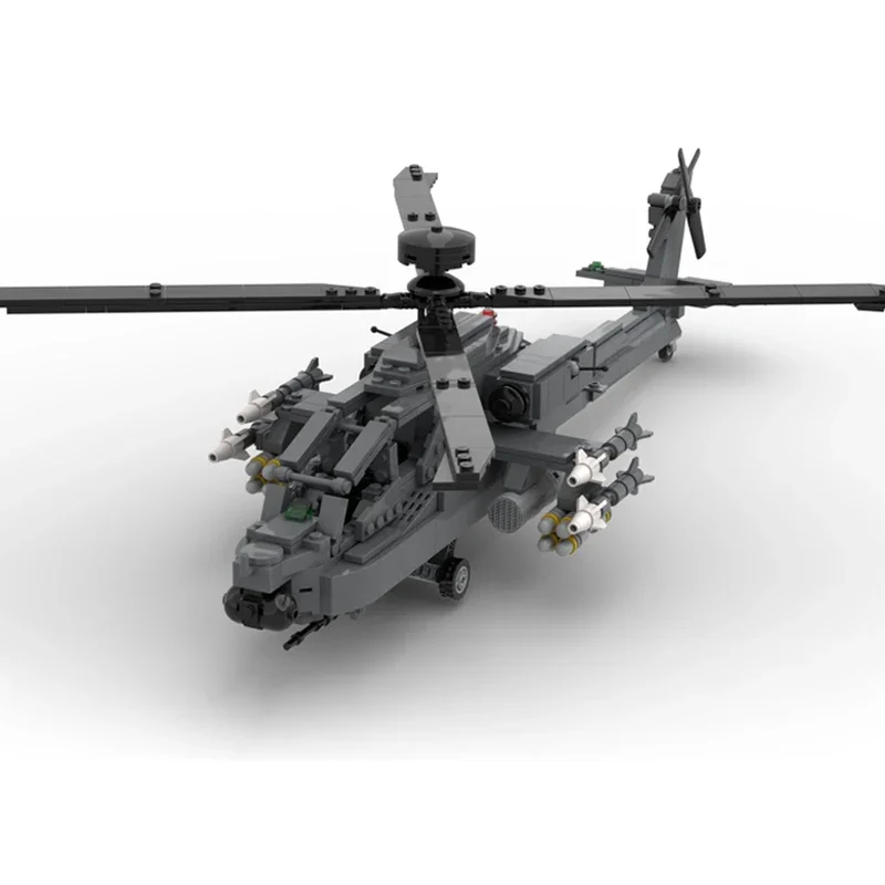 MOC-Construindo Tijolos de Blocos Modulares para Crianças, Modelo Militar, AH-64D, Apache Longbow, Tecnologia de Helicóptero, Montagem DIY, Brinquedos Presentes