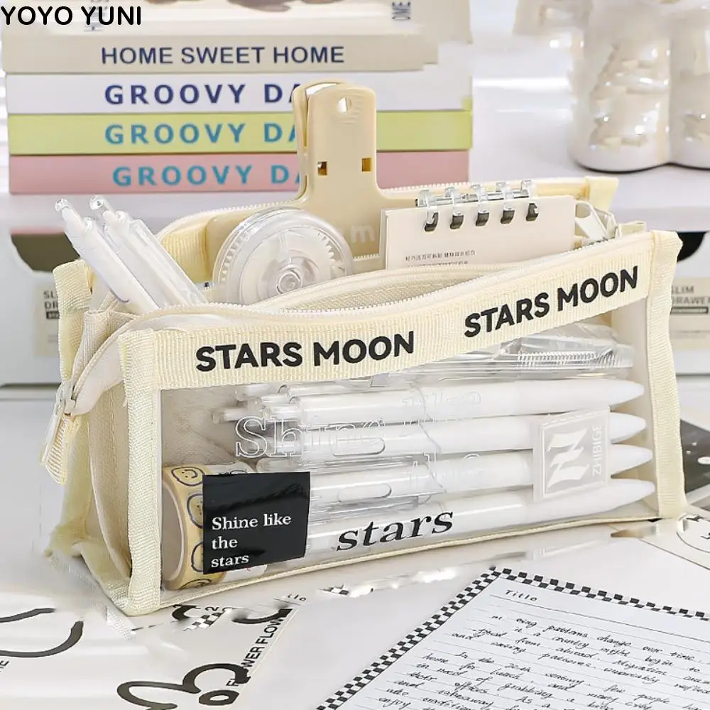 

Triangle PVC Transparent Pencil Case Three-dimensional Large Capacity Stationery Storage Bag Waterproof Transparent