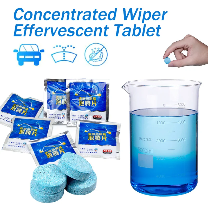 

100 Grains Of Car Wiper Effervescent Tablets Ultra-concentrated Solid Wiper Fluid Degreasing Decontamination Cleaner Glass Water