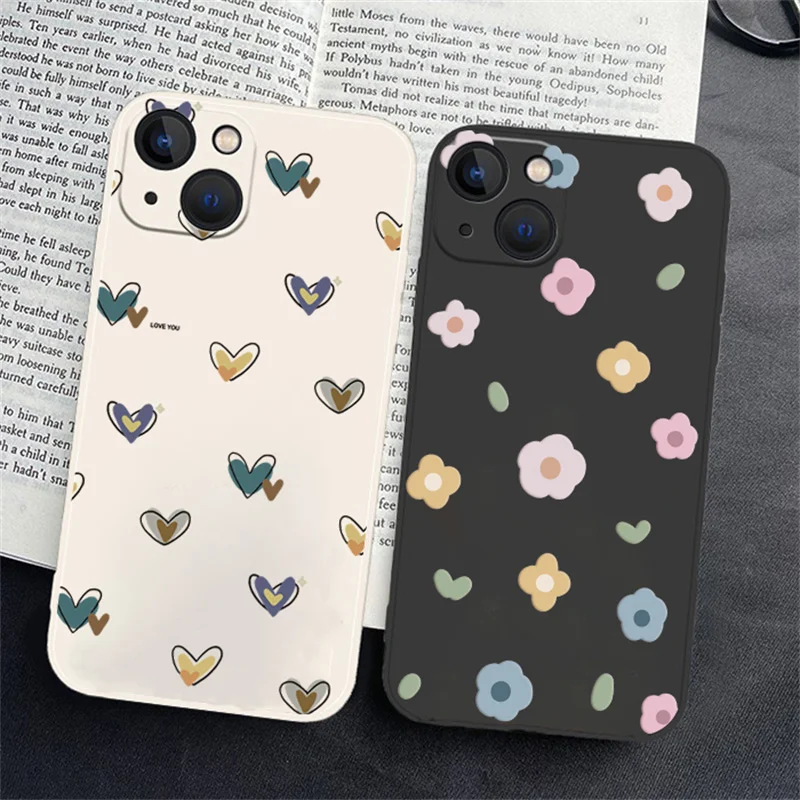 Floral Heart Print Phone Case For Xiaomi Redmi 12C 13C 4G Note 13 12 12S 11 Pro Plus 4G 5G 11S 10 Liquid Silicone Back Cover