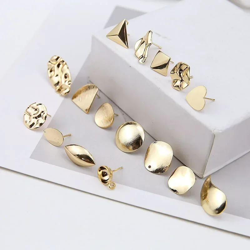 

10pcs/set DIY Stainless Steel Earrings Connectors Round Irregular Gold Color Earrings Back Earrings Setting for Jewelry 2028