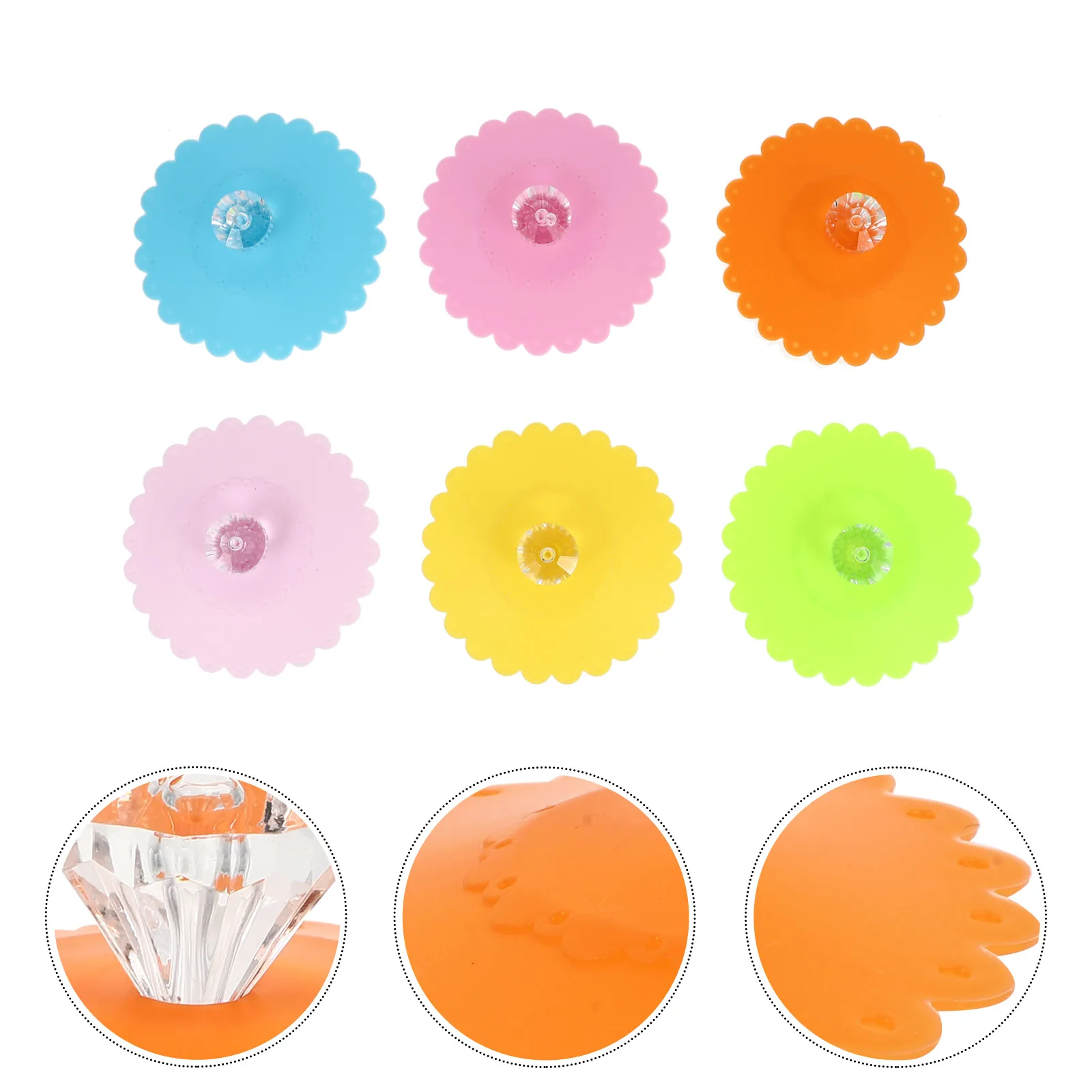 

6 Pcs Leakproof Cup Lid Cup Cover Silicone Leakproof Lid for Mugs Wine Glasses Bowls Safe Food Grade R om Color