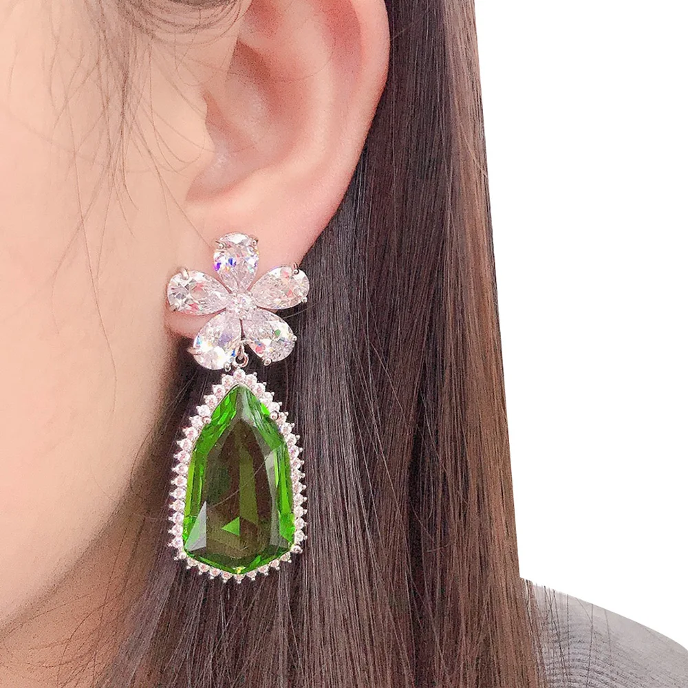 

Missvikki Rhinestone Square Drop Earrings Party Accessories Fashion Shiny Large Size Crystal Statement Earrings Wedding Jewelry
