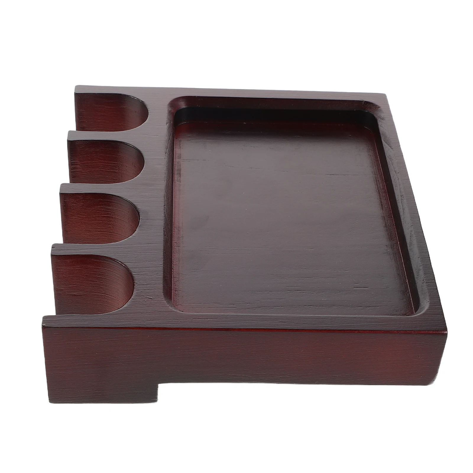 

4 Slot Desktop Ballast Cue Holder Black Wood Non Slip Billiard Stick Organizer for Pool Table Game Room Bar Storage Rack