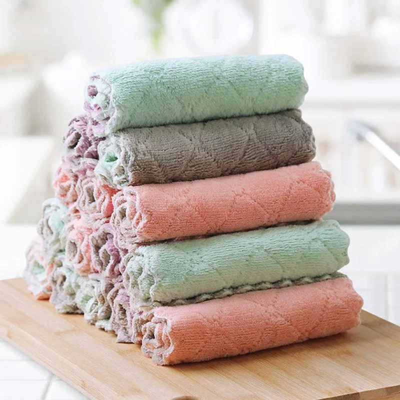 10pcs Colorful 30x30cm Microfiber Cleaning Cloths - Oil-Resistant Quick-Dry Kitchen Towels