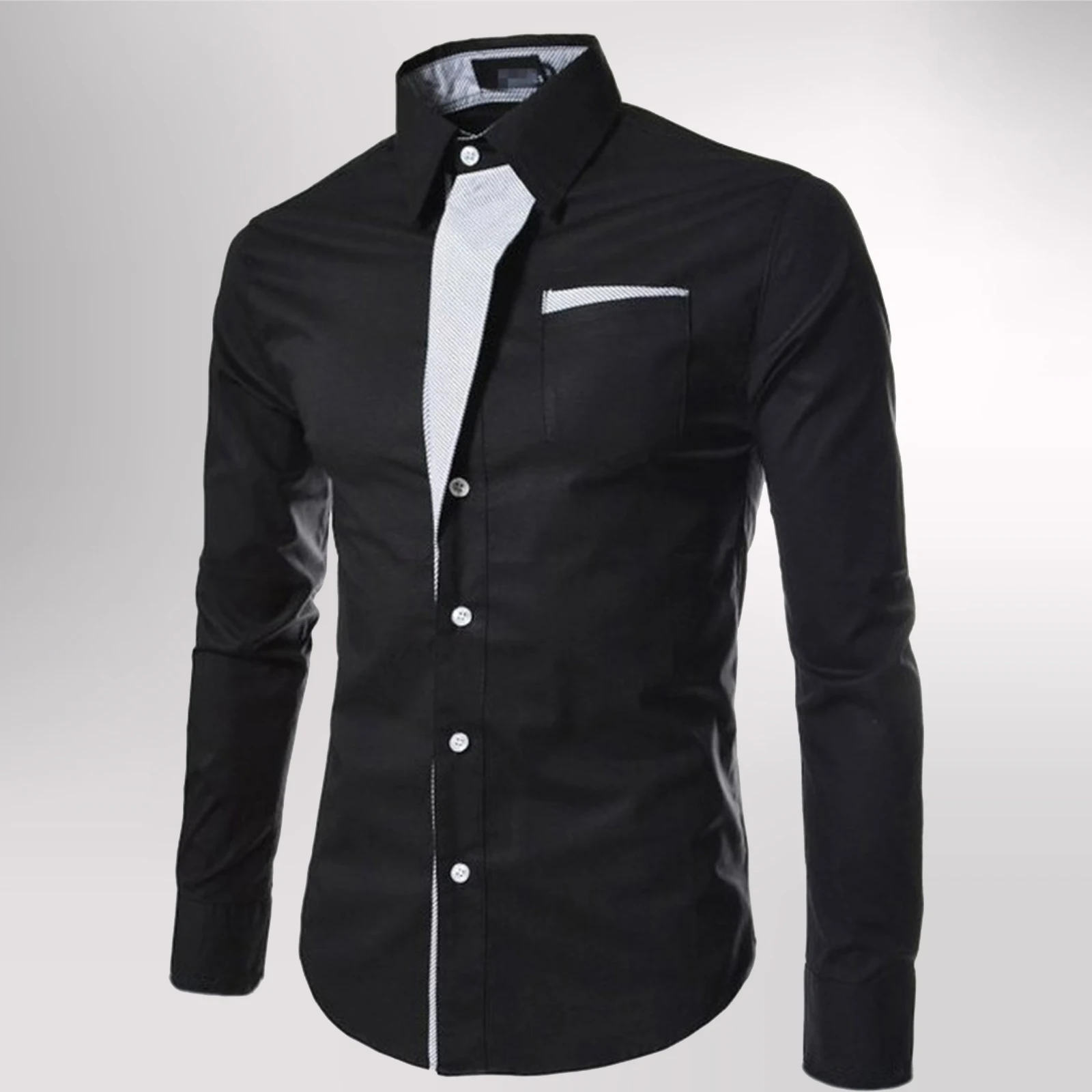 Chemise Slim Bloquant les Documents pour Homme, Coupe Slim, Manches sulf, Couleur Unie, Cadeau pour Amoureux, Père