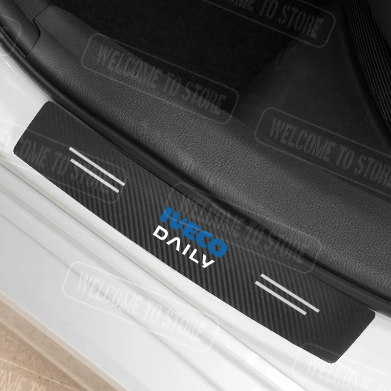 4/5 قطعة ل IVECO اليومية S-WAY T-WAY X-WAY DAILY 4X4 شعار السيارات عتبة الباب ألياف الكربون سيارة ملصق حامي الجذع الباب الخلفي