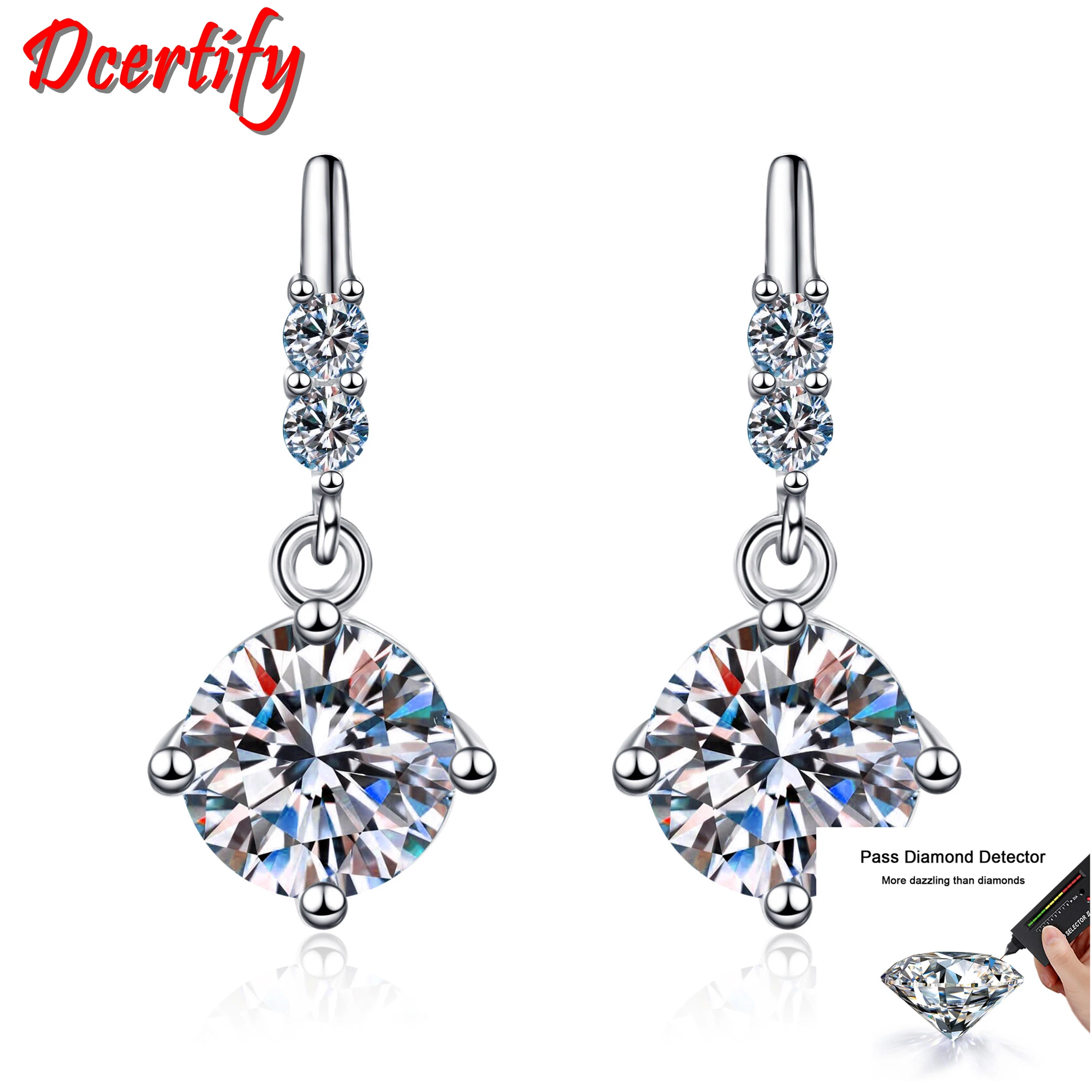 

0.5-1CT/Piece Moissanite Earrings Stud for Women Sterling 10K White Gold Earrings Trendy Woman Wedding Banquet Fine Jewelry