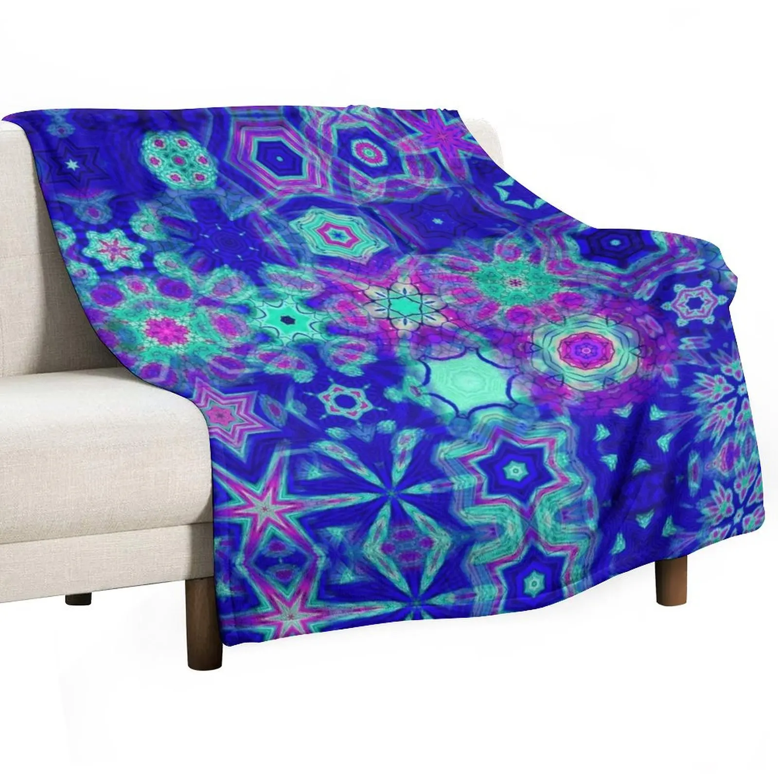 Luminescent Psychedelic Vibrant Colorful Vivid Tie-Dye Mandala Collage Throw Blanket Retros halloween Bed linens manga Blankets