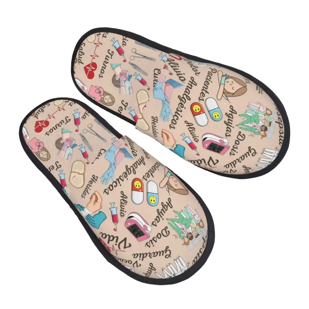 

Custom Doctor Nurse Medical Medicine Enfermera En Apuros Soft Memory Foam House Slippers Women Cozy Warm Anti-skid Sole Slipper