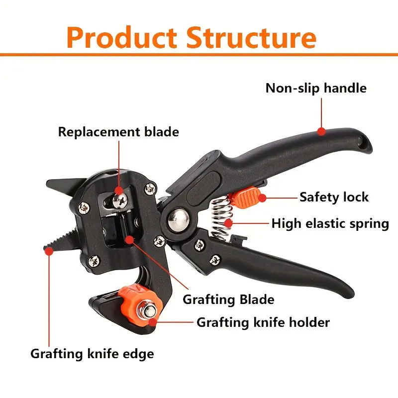 Bypass Pruner Industrial Grade Stainless Steel Anti Slip Grip Garden Fruit Tree Pruning Vine Grafting Tool with Carry Bag - view 3