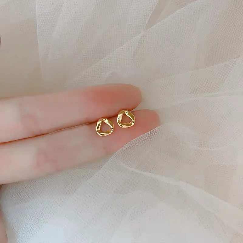 Mooie kleine oorbellen piercings vleugel hart Stud Oorbellen voor vrouwen goud kleur 925 zilveren naalden oor Stud sieraden voor tiener cadeau