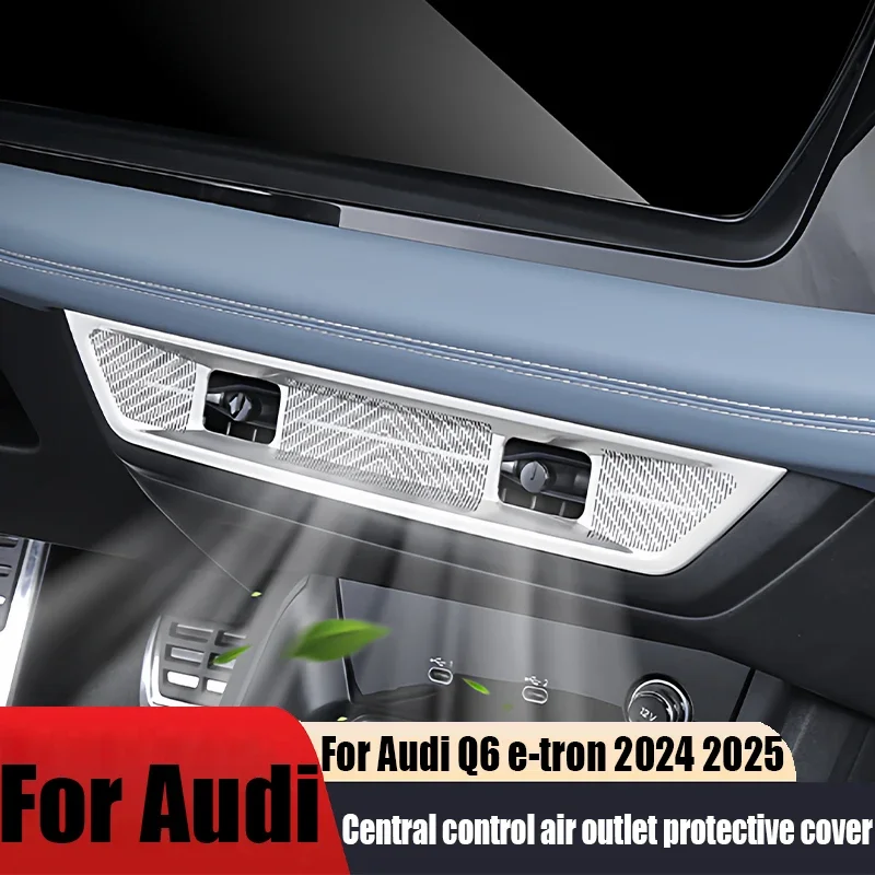 For Audi Q6 e-tron 2024 2025 Stainless Steel Center Console Under Air Vent Dust Cover Trim Protective Interior Accessories