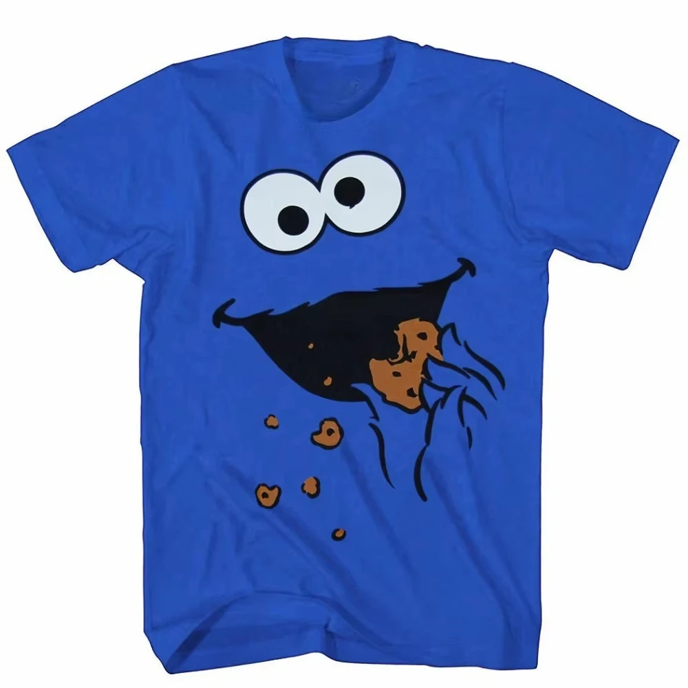 Sesame Street Biscuit Monster More Biscuit Men's T-shirts Summer Short Sleeves Casual Daily Wear Outdoor Sports Available