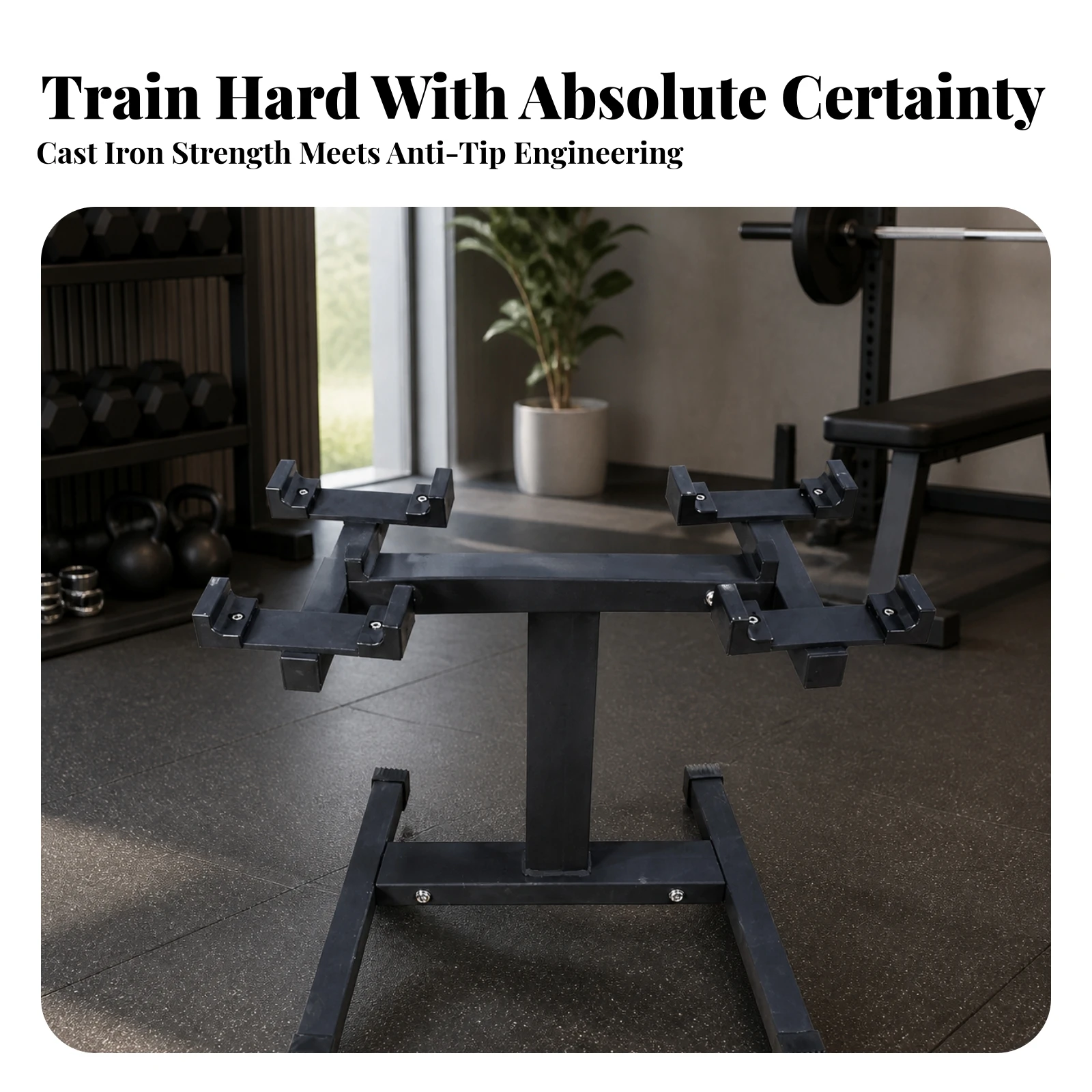Dumbbell Rack with Four Cradles Freestanding Dumbbell Rack Stand Weight Holder Space-Saving Powder-Coated