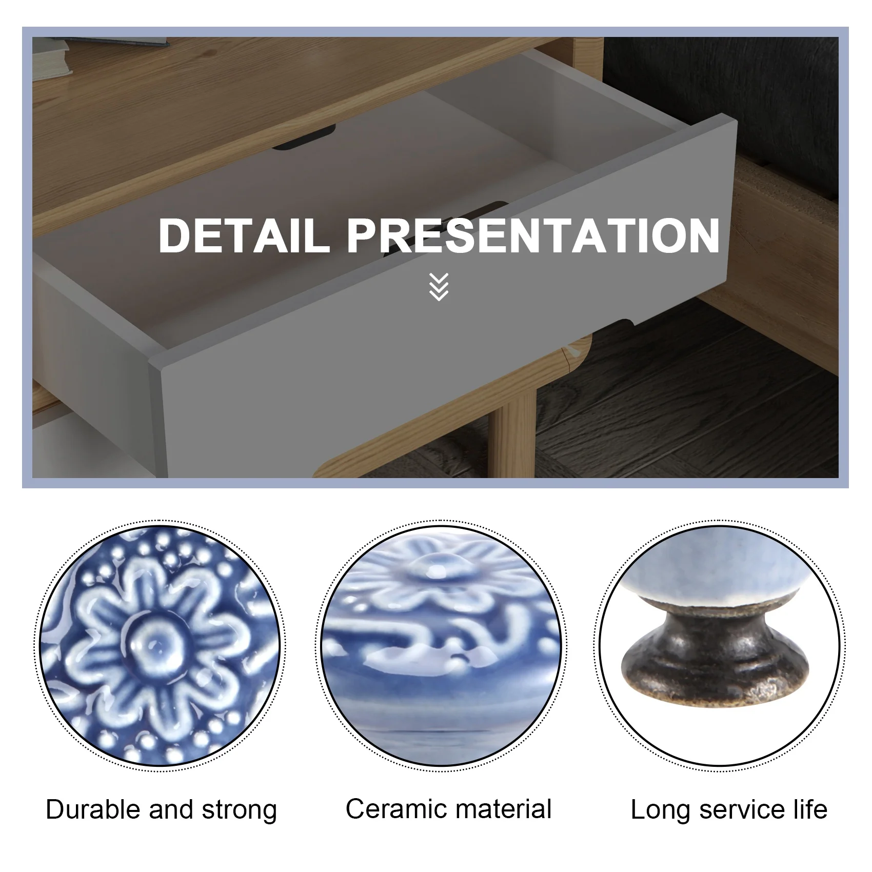 ABJS 10PCS Ceramic Cabinet Knobs Vintage Drawers Handles for Kitchen Cupboard Drawer Bookcase Furniture Door (with Screws)