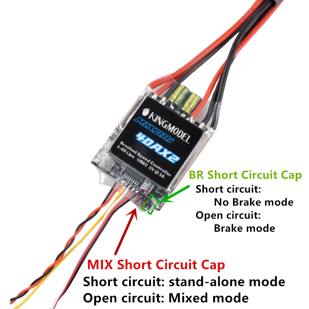 40AX2 Dual Way Bidirectional Brushed Electric Speed Controller Mixed Control ESC 7-25V for RC Tank/Speed Difference Boat
