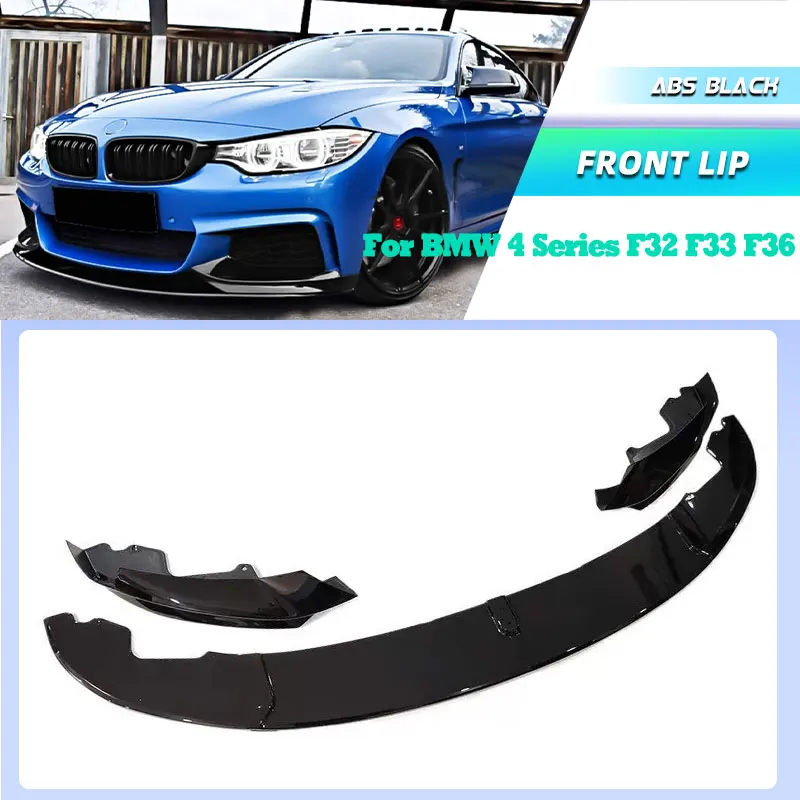 

ABS Black Car Front Bumber Lip Spoiler for BMW 4 Series F32 F33 F36 430i 440i 2014-2019 Racing Front Lip Chin Apron Body Kit