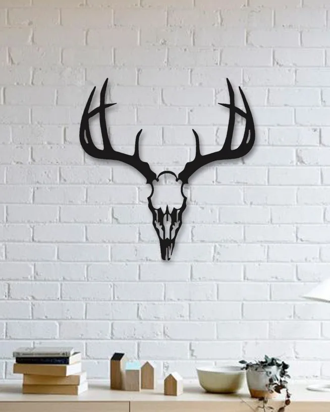 

Deer Skull Designed Decorative Metal Plate Black Wall Décor,Living Room, Bedroom, Kitchen, bathroom Interior Decoration, Wall H