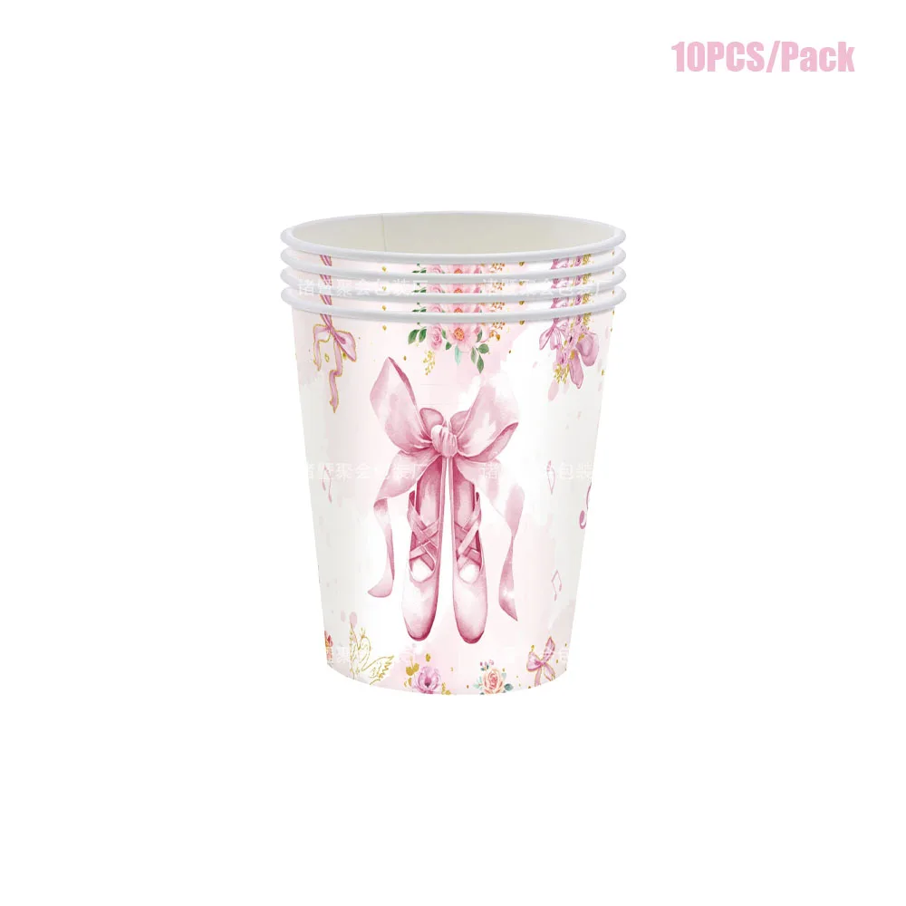 Schwan-Ballett-Blumen Geburtstagsdekoration Rosa Rock Einweg-Pappteller Becher Tischdecke Mädchen Babyparty-Zubehör – Detail 3
