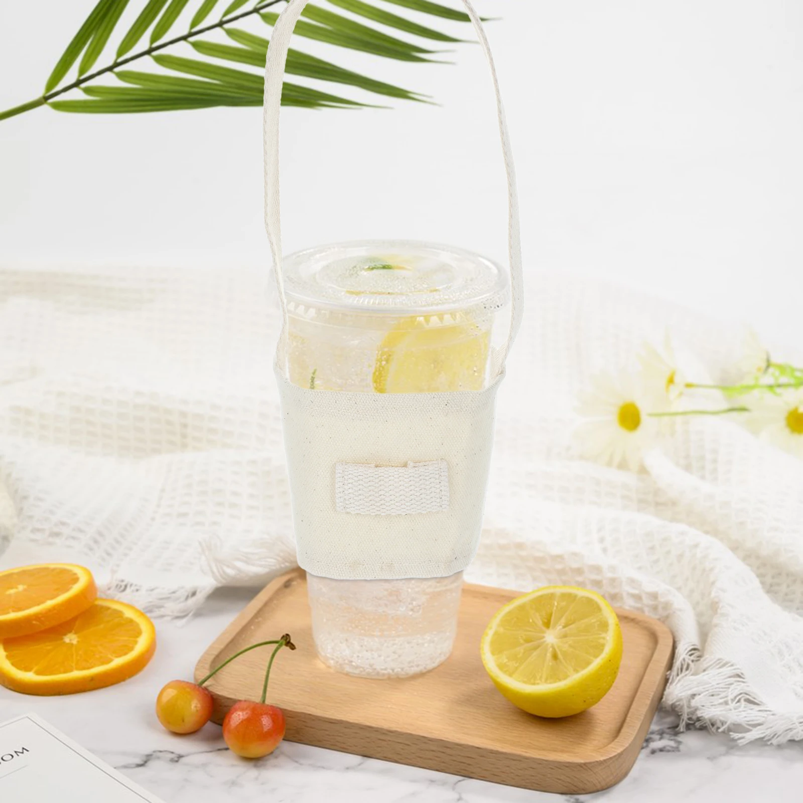 

Reusable Handbag Coffee Sleeve Canvas Milk Tea Cup Cover Stylish Minimalist Protective Holder for Cold Drinks Coffee Cup Carrier