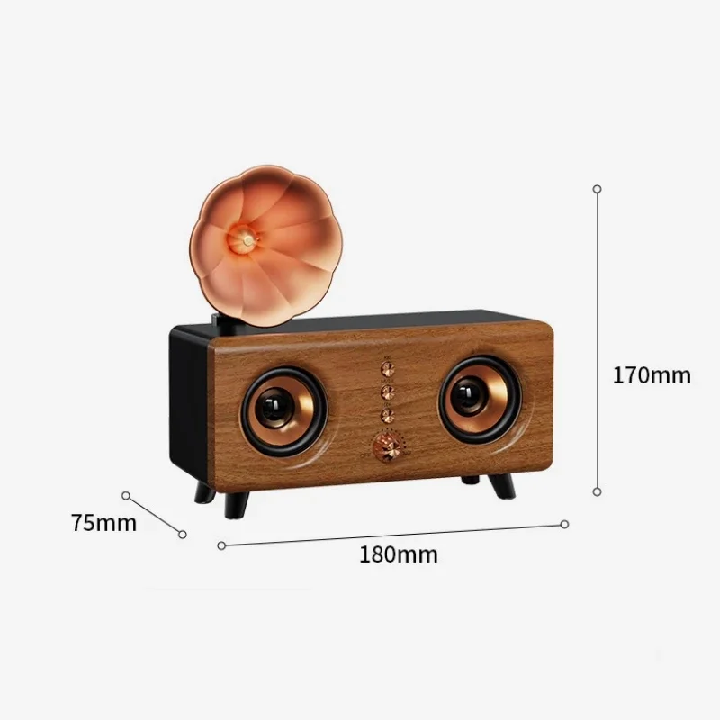 Retro คลาสสิกลายไม้ลําโพงบลูทูธไร้สาย BT สเตอริโอไฮไฟเพลงโฮมเธียเตอร์ลําโพงเหมาะสําหรับของขวัญตกแต่ง