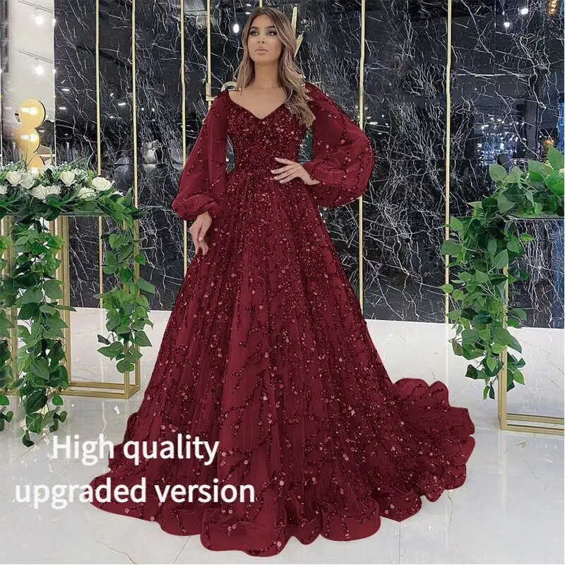 

2024 New High-end Women's Gold Heavy Industry Nail Bead Luxury Evening Dress with Sexy Aura Queen Long Skirt Classic HighQuality