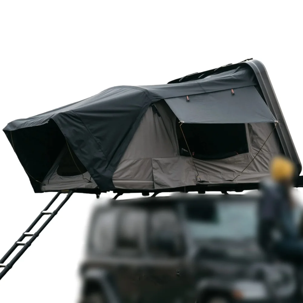 Pop-up Family Camping Tent 3-4 Person Hard Shell Outdoor Use Automatic Overland Aluminum Roof Tent