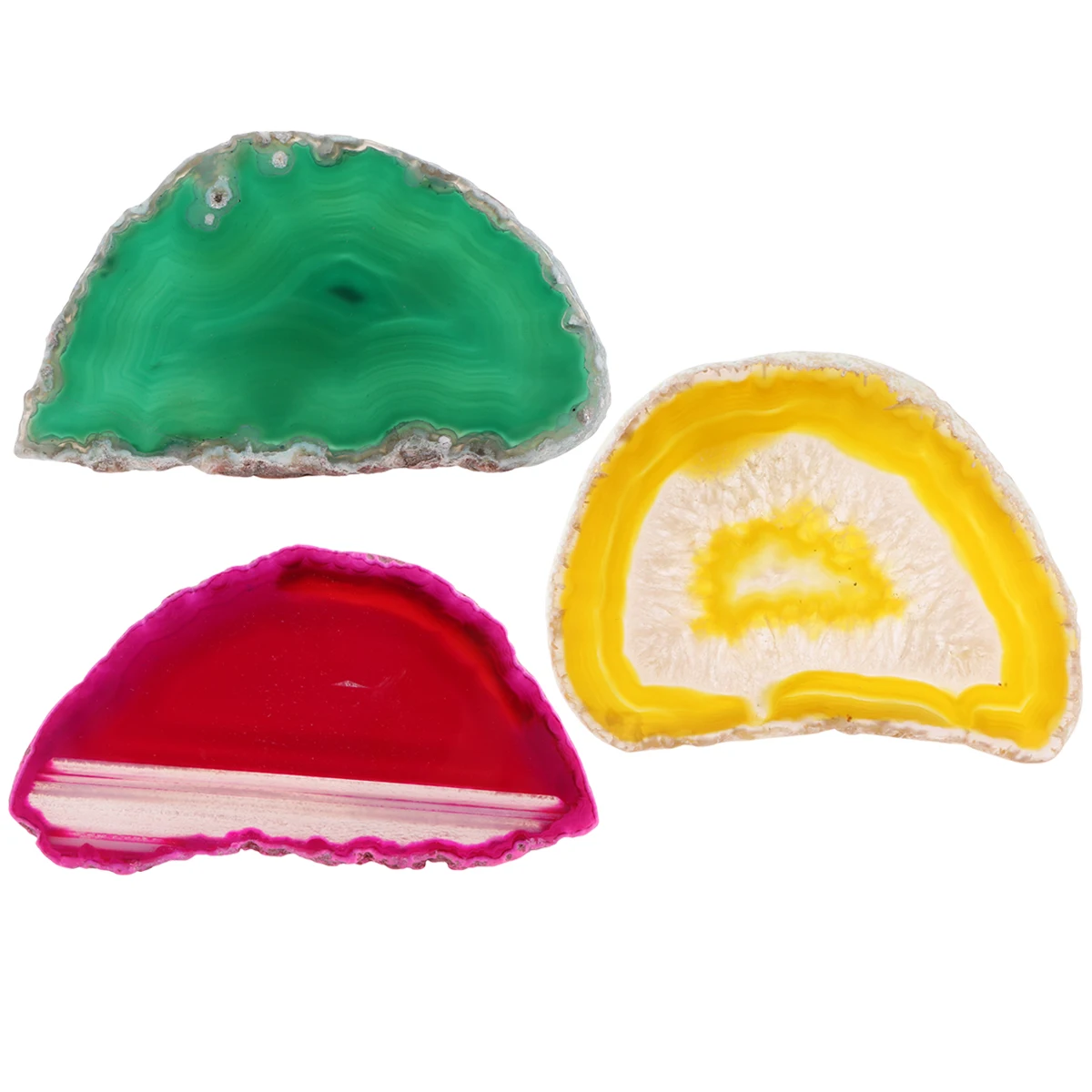 

3pcs Natural Agate Slices Colorful Gemstone Coasters DIY Pendant Accessories Unique Wedding Decor Stylish Raw Stones