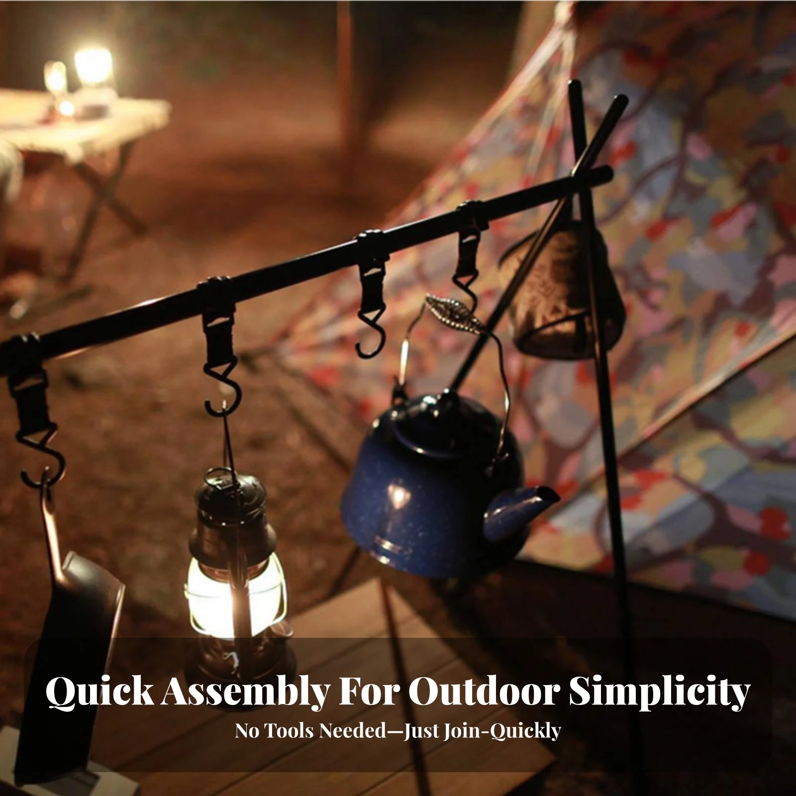 Camping Hanging Rack Easy to Store Camping Rack with Hooks Organizer Compact for Campers, Campsite