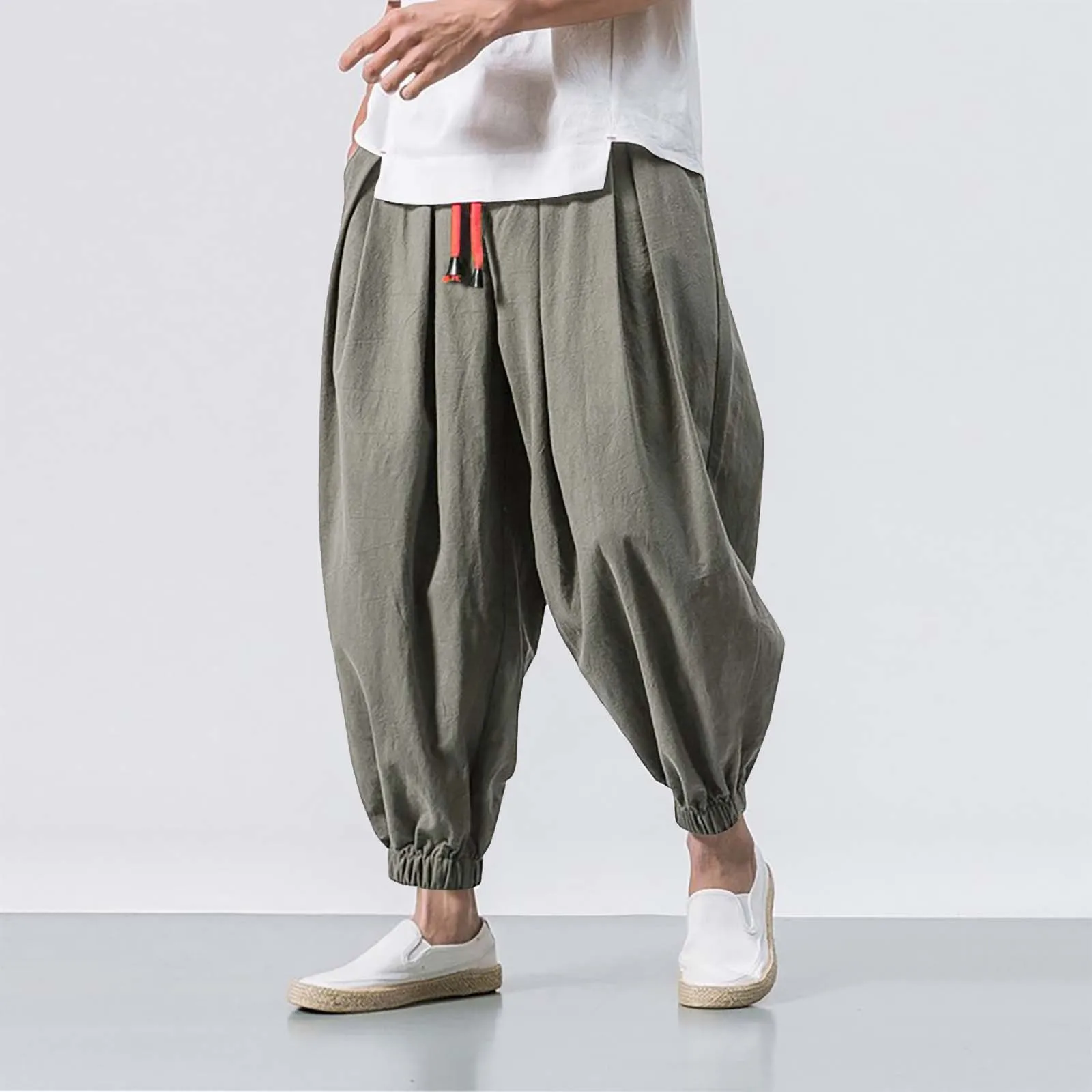 Fashion Harem Pants Men Hiphop Baggy Wide Leg Pants Streetwear Oversized Casual Sweatpants Harajuku Japanese Trousers Male 2024