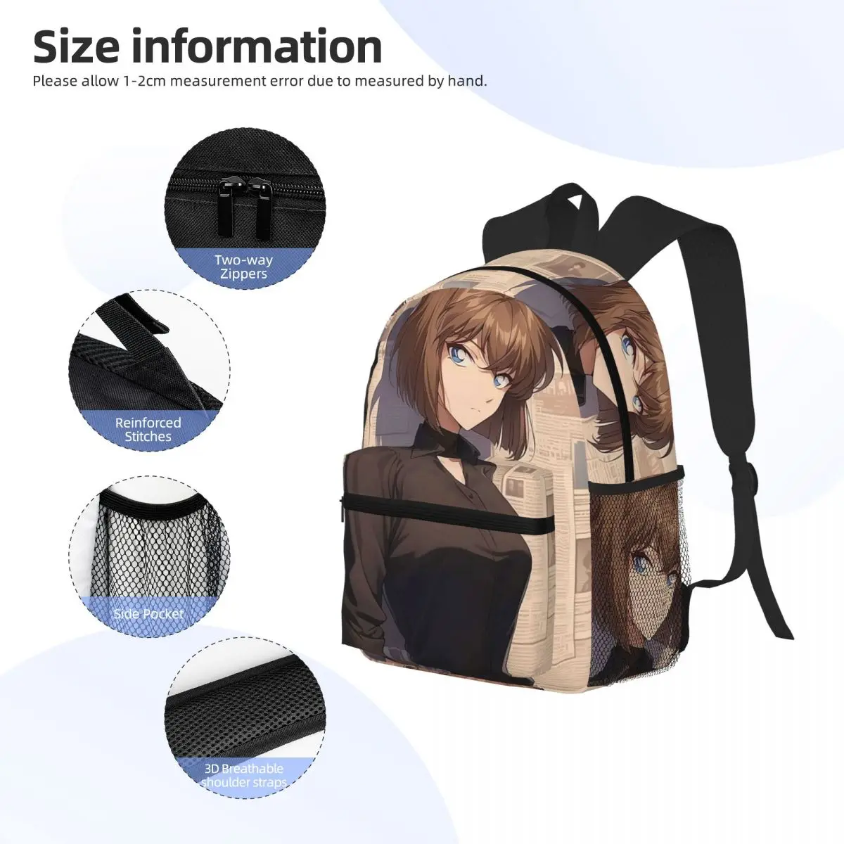 حقيبة ظهر للطلاب من Ai Haibara Detective Conan Anime حقيبة مدرسية للمشي لمسافات طويلة والسفر حقيبة نهارية للرجال والنساء حقيبة كتب عصرية حقائب كتف #5