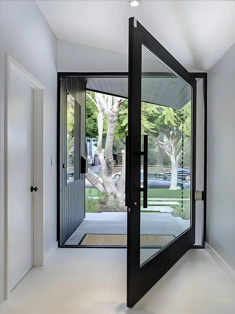

Pivot Door Main Exterior Interior Entrance Front Doors Aluminum Profile Alloy Double Glaszed Push Pull Door Home Decor Custom