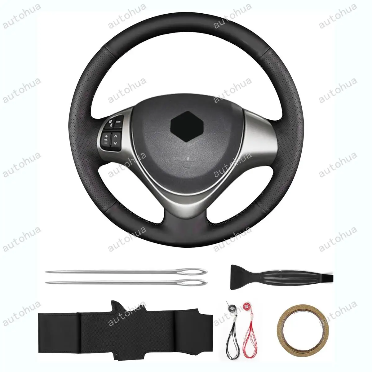 

Hand Stitched Steering Wheel Leather Cover Wrap,Fit for Suzuki 2015 Jimny,Non-Slip Breathable Microfiber Leather