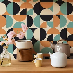 10pcs Waterproof geometric Arch Thick Textured Peel and Stick Kitchen Backsplash Sticker, Wall Tile Decal for kitchen